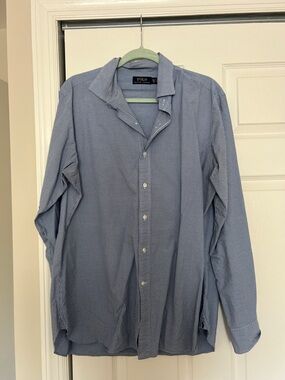 Polo by Ralph Lauren Light Blue Micro-Check Long Sleeve Dress Shirt
